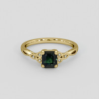 1.03 Ct. Green Sapphire Ring, 18K Yellow Gold 1