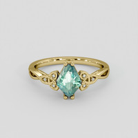 1.36 Ct. Bluish Green Sapphire Ring, 18K Yellow Gold 1