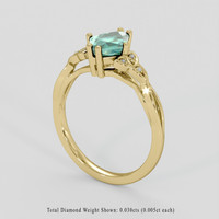 1.36 Ct. Bluish Green Sapphire Ring, 18K Yellow Gold 2