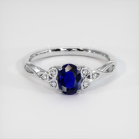 0.54 Ct. Blue Sapphire Ring, 14K White Gold 1