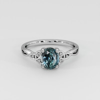 1.80 Ct. Greenish Blue Sapphire Ring, 14K White Gold 1