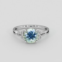 2.30 Ct. Greenish Blue Sapphire Ring, 14K White Gold 1