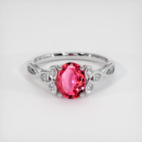 1.09 Ct. Reddish Pink Sapphire Ring, 18K White Gold 1
