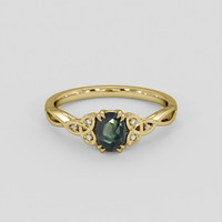 0.88 Ct. Green Sapphire Ring, 10K Yellow Gold 1