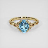 1.14 Ct. Sky Blue Topaz Ring, 14K Yellow Gold 1
