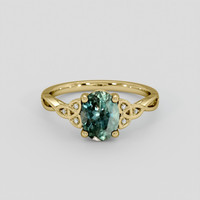 1.65 Ct. Bluish Green Sapphire Ring, 14K Yellow Gold 1
