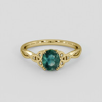 0.99 Ct. Bluish Green Sapphire Ring, 14K Yellow Gold 1