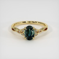 1.33 Ct. Bluish Green Sapphire Ring, 18K Yellow Gold 1