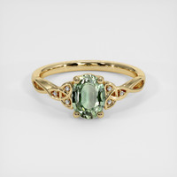 1.15 Ct. Green Sapphire Ring, 18K Yellow Gold 1