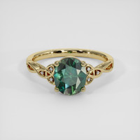 2.16 Ct. Bluish Green Sapphire Ring, 18K Yellow Gold 1