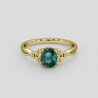 0.99 Ct. Bluish Green Sapphire Ring, 18K Yellow Gold 1