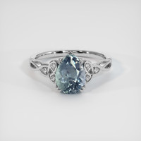 2.41 Ct. Greenish Blue Sapphire Ring, Platinum 950 1