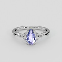 0.96 Ct. Purplish Blue Sapphire Ring, 14K White Gold 1