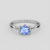 0.77 Ct. Blue Sapphire Ring, 14K White Gold 1
