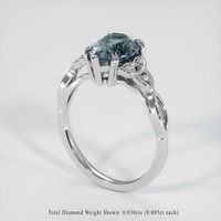 2.41 Ct. Greenish Blue Sapphire Ring, 14K White Gold 2
