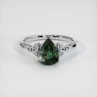 1.76 Ct. Green Sapphire Ring, 18K White Gold 1