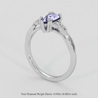 0.96 Ct. Purplish Blue Sapphire Ring, 18K White Gold 2
