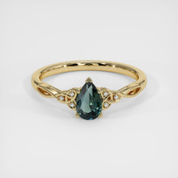 0.66 Ct. Bluish Green Sapphire Ring, 10K Yellow Gold 1
