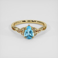 0.97 Ct. Swiss Blue Topaz Ring, 14K Yellow Gold 1