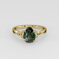 1.51 Ct. Green Sapphire Ring, 18K Yellow Gold 1