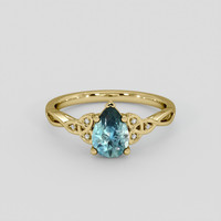 1.23 Ct. Greenish Blue Sapphire Ring, 18K Yellow Gold 1