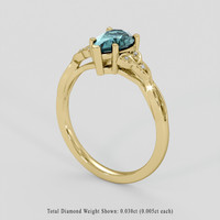 1.23 Ct. Greenish Blue Sapphire Ring, 18K Yellow Gold 2
