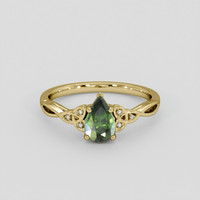 1.28 Ct. Green Sapphire Ring, 18K Yellow Gold 1