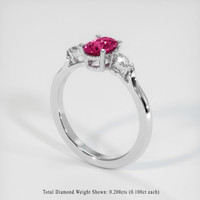 0.70 Ct. Pinkish Red Ruby Ring, Platinum 950 2