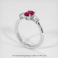 0.85 Ct. Pinkish Red Ruby Ring, Platinum 950 2