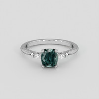 1.55 Ct. Bluish Green Sapphire Ring, Platinum 950 1
