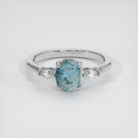 1.02 Ct. Greenish Blue Sapphire Ring, Platinum 950 1