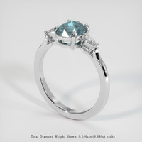 1.02 Ct. Greenish Blue Sapphire Ring, Platinum 950 2
