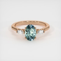 0.90 Ct. Greenish Blue Sapphire Ring, 14K Rose Gold 1