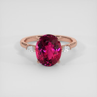 5.56 Ct. Pinkish Red Rubellite Tourmaline Ring, 18K Rose Gold 1