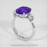 4.42 Ct. Violet Tanzanite Ring, 10K White Gold 2
