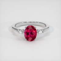 2.09 Ct. Pinkish Red Ruby Ring, 10K White Gold 1