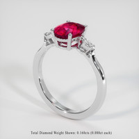 2.09 Ct. Pinkish Red Ruby Ring, 10K White Gold 2