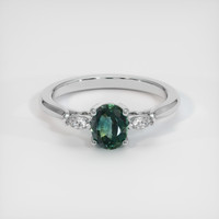 0.95 Ct. Bluish Green Sapphire Ring, 10K White Gold 1