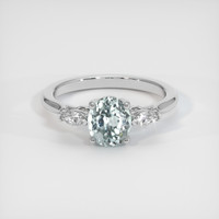 1.06 Ct. Greyish Blue Sapphire Ring, 10K White Gold 1