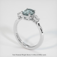 1.06 Ct. Greyish Blue Sapphire Ring, 10K White Gold 2