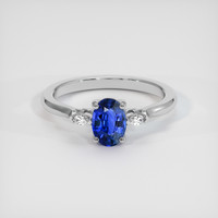 0.77 Ct. Blue Sapphire Ring, 14K White Gold 1