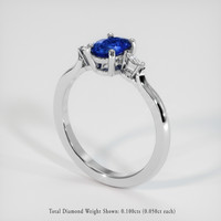 0.77 Ct. Blue Sapphire Ring, 14K White Gold 2