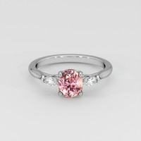 1.34 Ct. Padparadscha Sapphire Ring, 14K White Gold 1