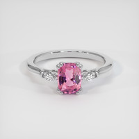 1.33 Ct. Pink Sapphire Ring, 14K White Gold 1