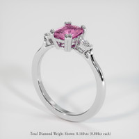 1.33 Ct. Pink Sapphire Ring, 14K White Gold 2