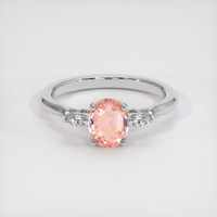 1.18 Ct. Padparadscha Sapphire Ring, 14K White Gold 1