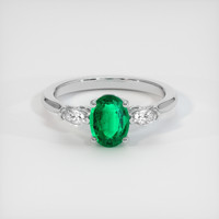 0.72 Ct. Emerald Ring, 18K White Gold 1