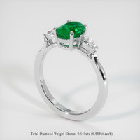 0.72 Ct. Emerald Ring, 18K White Gold 2