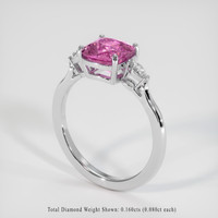 3.13 Ct. Pink Sapphire Ring, 18K White Gold 2