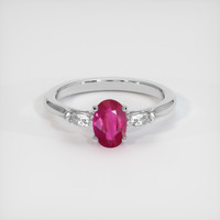 0.70 Ct. Pinkish Red Ruby Ring, 18K White Gold 1